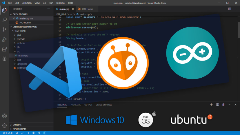 Getting-Started-Visual-Studio-VS-Code-PlatformIO-IDE-ESP32-ESP8266-NodeMCU-Windows-Mac-OS-X-Linux-Ubuntu